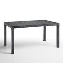 Buitentafel 150x90 cm in polypropyleen rotan Houston 
