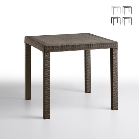 Vierkante tuintafel 80x80 cm in polypropyleen rotan Dallas Aanbieding