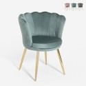 Fluwelen schelp fauteuil stoel met gouden poten Mays Aanbieding