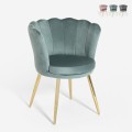 Fluwelen schelp fauteuil stoel met gouden poten Mays Aanbieding