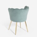 Fluwelen schelp fauteuil stoel met gouden poten Mays Afmetingen