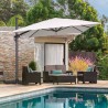 Verstelbare, draaibare zweefparasol van 3x4 m Jungle Dark Aanbod