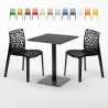 Vierkante salontafel zwart 60x60 cm en 2 gekleurde stoelen Paris Licorice Aanbieding