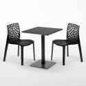 Vierkante salontafel zwart 60x60 cm en 2 gekleurde stoelen Paris Licorice Aankoop