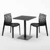 Vierkante salontafel zwart 60x60 cm met stalen onderstel en 2 gekleurde stoelen Paris Licorice Aankoop