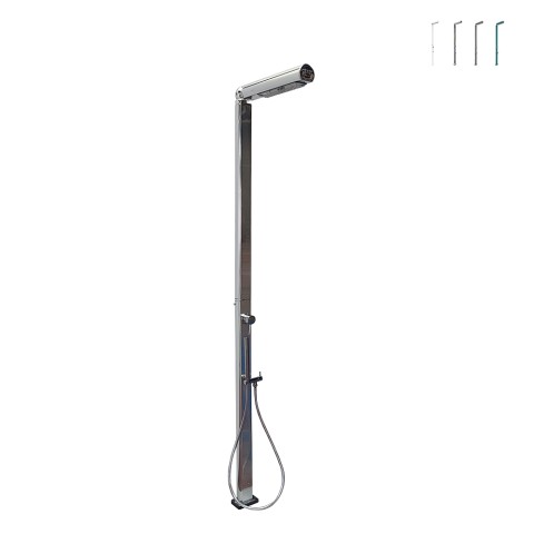 Moderne buitendouche met regendouchekop en handdouche Quick Aanbieding