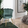 Fluwelen schelp fauteuil stoel met gouden poten Mays Voorraad