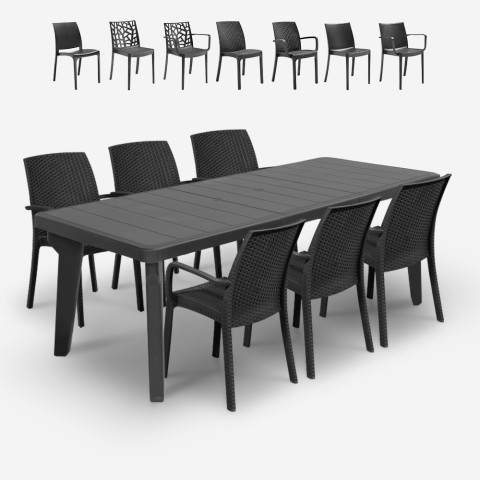 Tuinset verstelbare tafel 160-220cm 6 stoelen zwart Liri Dark Aanbieding