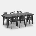Tuinset met verstelbare tafel 160-220 cm en 6 stoelen zwart Liri Dark Korting