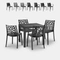 Zwart tuinset met vierkante rotan tafel 80x80 cm en 4 stoelen Nisida Dark Aanbieding