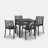 Zwart tuinset met vierkante rotan tafel 80x80 cm en 4 stoelen Nisida Dark Verkoop