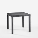 Zwart tuinset met vierkante rotan tafel 80x80 cm en 4 stoelen Nisida Dark 