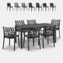 Tuinset tafel rattan 150x90cm 6 stoelen buiten zwart Meloria Dark Keuze