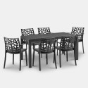 Tuinset tafel rattan 150x90cm 6 stoelen buiten zwart Meloria Dark Karakteristieken