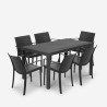 Tuinset met rechthoekige rotan tafel 150x90 cm en 6 stoelen zwart Meloria Dark Prijs