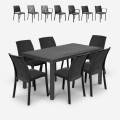 Tuinset met rechthoekige rotan tafel 150x90 cm en 6 stoelen zwart Meloria Dark Aanbieding