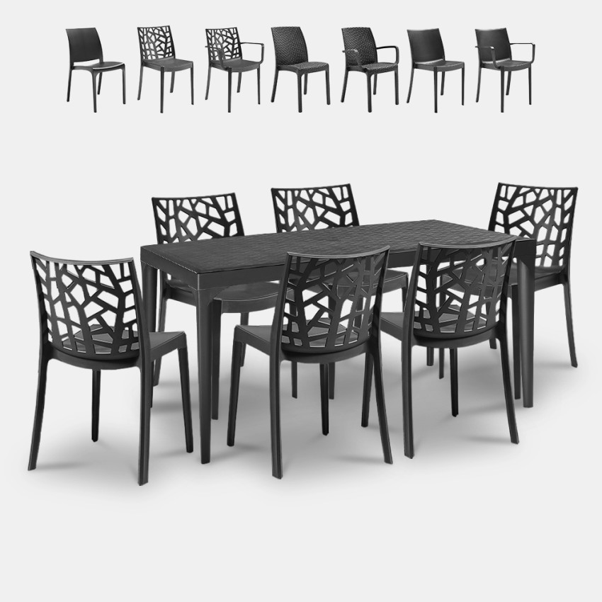 Set met tuintafel 150x90 cm 6 buitenstoelen zwart Sunrise Dark Kortingen