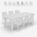 Witte tuinset met uitschuifbare tafel 160-220 cm en 6 tuinstoelen Liri Light Aanbieding