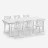 Witte tuinset met uitschuifbare tafel 160-220 cm en 6 tuinstoelen Liri Light Korting