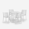 Witte tuinset met vierkante rotan tafel 80x80 cm en 4 stoelen Nisida Light Catalogus
