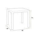 Witte tuinset met vierkante rotan tafel 80x80 cm en 4 stoelen Nisida Light 