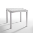 Witte tuinset met vierkante rotan tafel 80x80 cm en 4 stoelen Nisida Light 