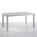 Witte tuinset met rotan tafel van 150x90 cm en 6 stoelen Meloria Light 
