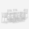 Witte tuinset met rotan tafel van 150x90 cm en 6 stoelen Meloria Light Keuze