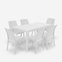 Stel voor buiten in de tuin rotan tafel van 150x90cm met 6 witte stoelen Meloria Light. Verkoop