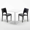 Vierkante salontafel wit 60x60 cm en 2 gekleurde stoelen Paris Lemon Keuze