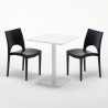 Vierkante salontafel wit 60x60 cm en 2 gekleurde stoelen Paris Lemon Keuze