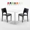 Vierkante salontafel wit 60x60 cm met stalen onderstel en 2 gekleurde stoelen Paris Lemon Aanbieding