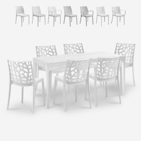 Tuinset 6 stoelen 150x90cm buitentafel wit Sunrise Light Aanbieding