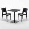 Vierkante salontafel zwart 60x60 cm met stalen onderstel en 2 gekleurde stoelen Paris Licorice Model