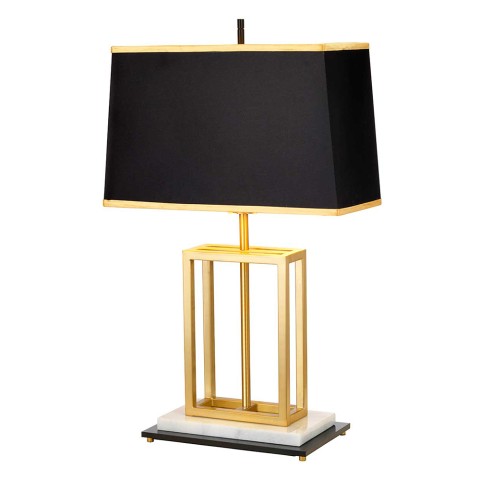 Elegante bureaulamp wit marmer met zwarte lampenkap Atlas Aanbieding