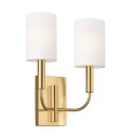 Klassieke wandlamp met 2 witte stoffen lampenkappen Brianna2 Korting