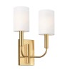 Klassieke wandlamp met 2 witte stoffen lampenkappen Brianna2 Korting