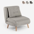 Stoffen klapbed fauteuil met houten pootjes Miriam Aanbieding