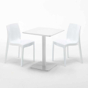 Vierkante salontafel wit 60x60 cm en 2 gekleurde stoelen Ice Lemon Kosten