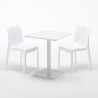 Vierkante salontafel wit 60x60 cm en 2 gekleurde stoelen Ice Lemon Kosten
