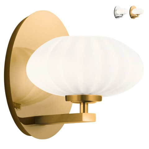 Moderne wandlamp met metalen armatuur en wit glazen lampenkap Pim Aanbieding