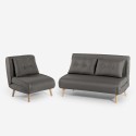 Set stoffen 2-zits slaapbank en opklapbare fauteuil in Scandinavische stijl Sienna Korting
