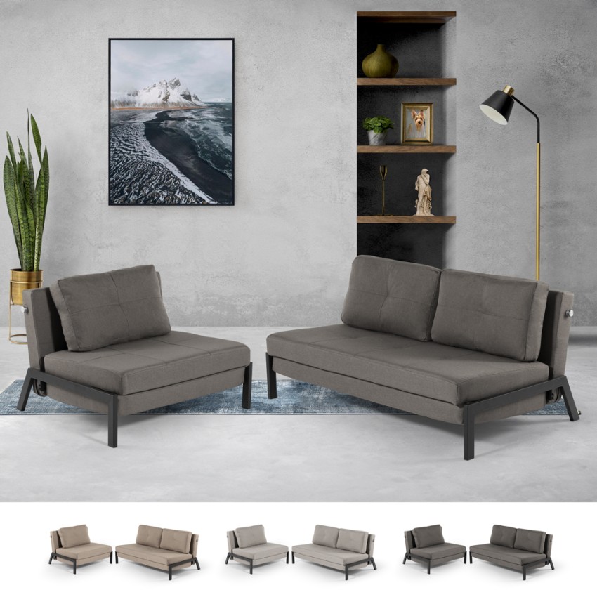 Opklapbare fauteuil en 2-zits stoffen slaapbank Elysee Verkoop Opklapbare fauteuil en 2-zits stoffen slaapbank Elysee Verkoop