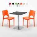 Vierkante tafel 60x60 cm met 2 gekleurde stoelen Paris Pistachio Aanbieding
