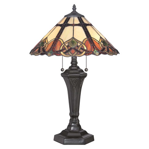 Tafelamp in klassieke Tiffany-stijl met kleurrijke kap Cambridge Aanbieding