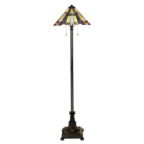 Klassieke staande lamp in Tiffany-stijl met gekleurde Inglenook lampenkap Aanbieding