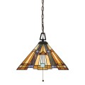 Tiffany hanglamp met gekleurd glaspaneel, 3 lampen, Inglenook Aanbieding