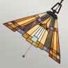 Tiffany hanglamp met gekleurd glaspaneel, 3 lampen, Inglenook Verkoop