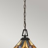 Tiffany hanglamp met gekleurd glaspaneel, 3 lampen, Inglenook Aanbod