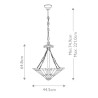 Klassieke Tiffany-stijl kroonluchter, 3-lamps glazen kap Inglenook Voorraad